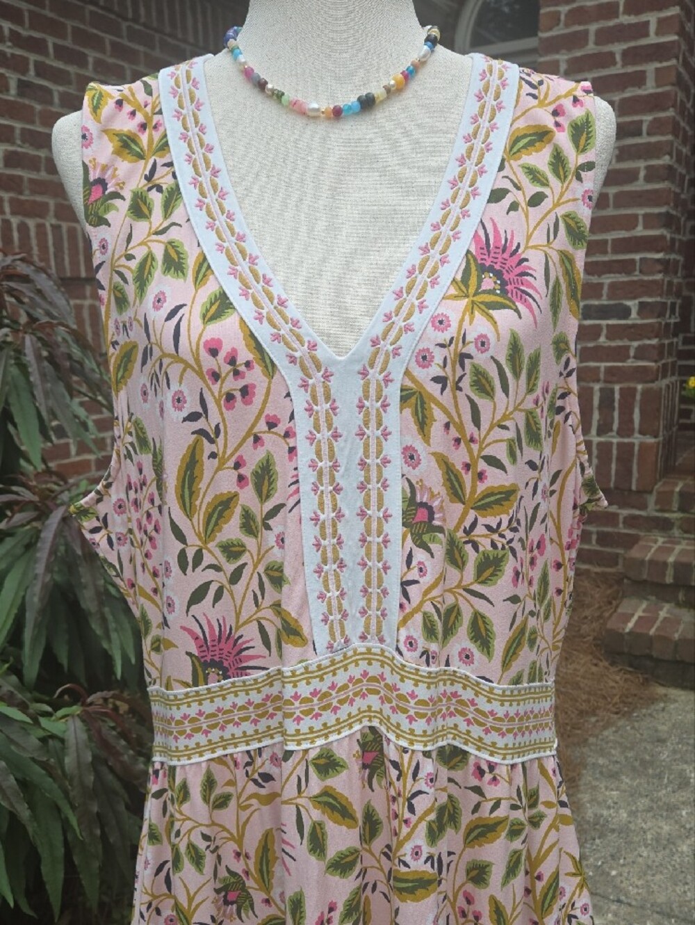 Spartina 449 Floral Maxi Dress in Pink and Green - Picture 7 of 10